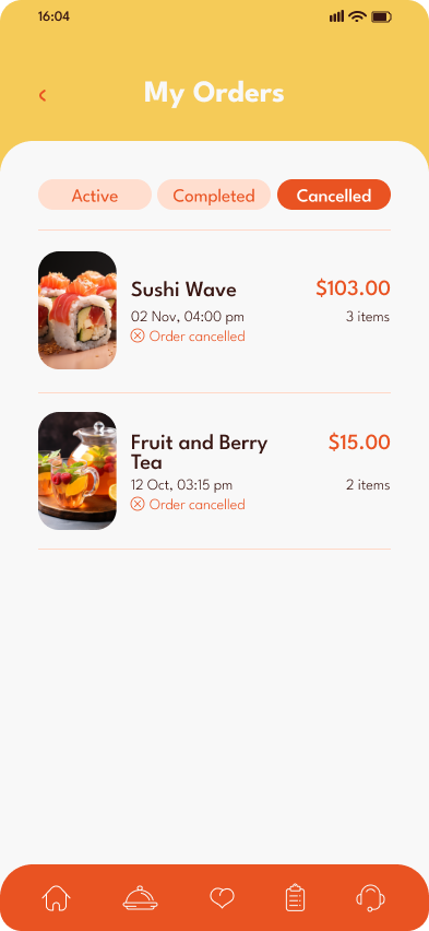 Food delivery app - canceled order