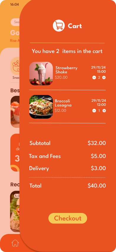 Food delivery app - cart