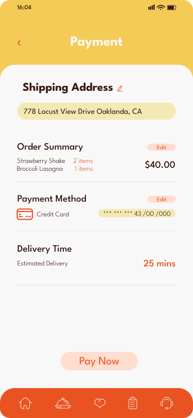 Food delivery app - payment